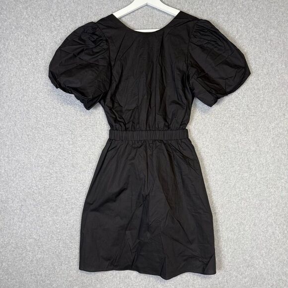 English Factory Women's Small Black Poplin Cut Out Mini Dress Babydoll - Picture 1 of 7